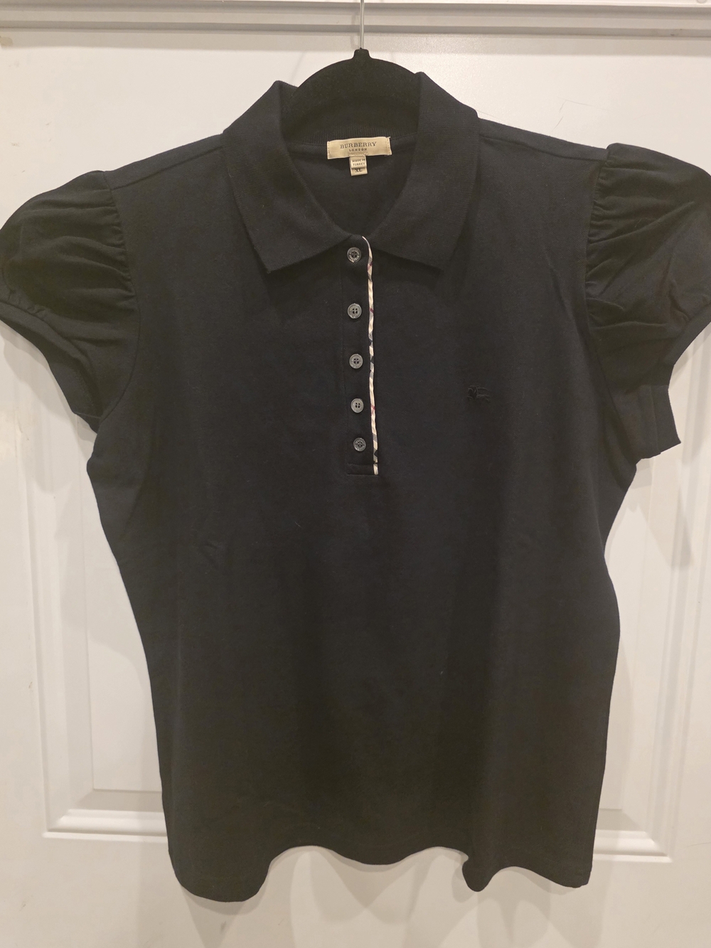 Burberry Women's Black Short-Sleeve Polo Top